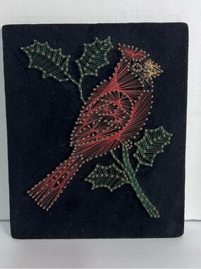 Vintage Wire & Nail Art Handmade Red Cardinal Bird Midcentury Modern Handmade